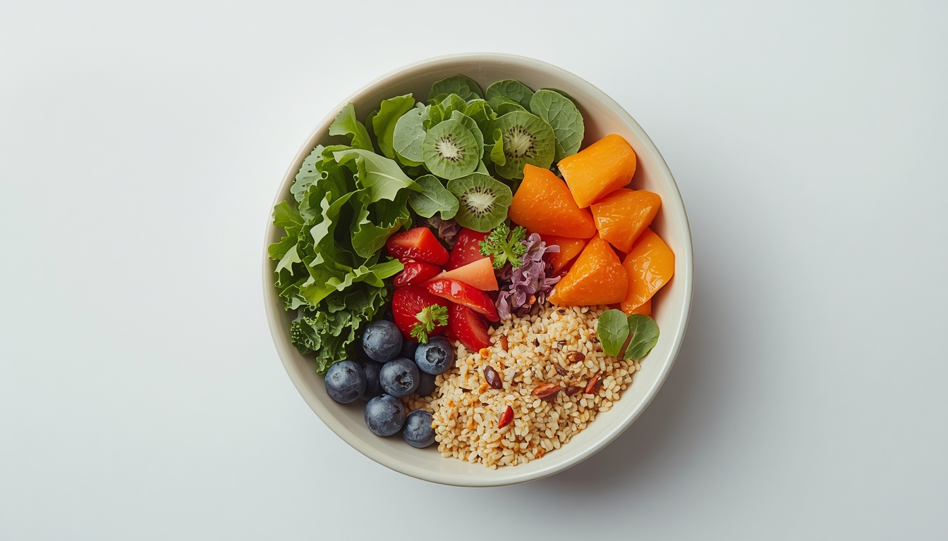 Fresh balanced bowl prepared for mindful nutrition